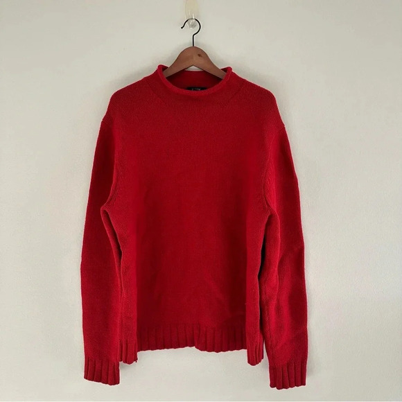 VINTAGE J. Crew Lamb Wool Red Knit Sweater XL - Picture 8 of 8